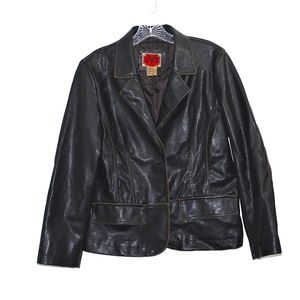 RVT faux brown distressed leather jacket